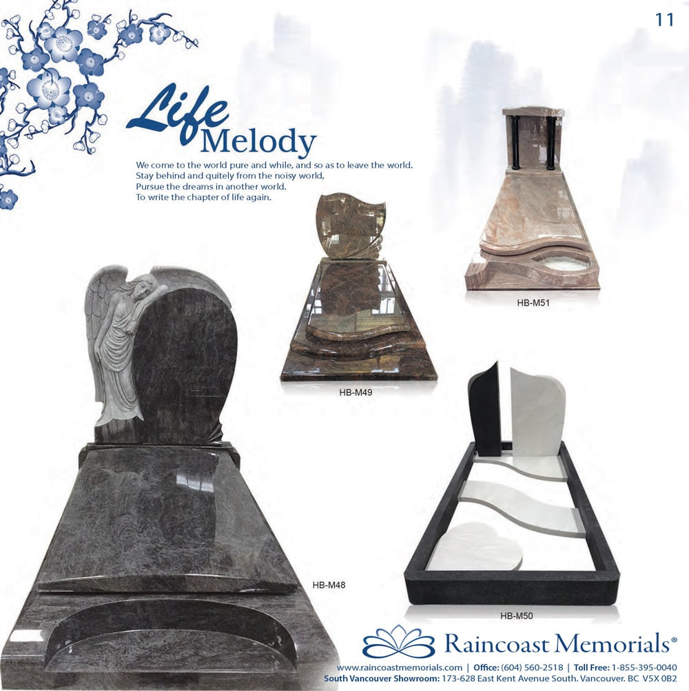 Sculptured Monuments, Raincoast Memorials, Upright Markers
